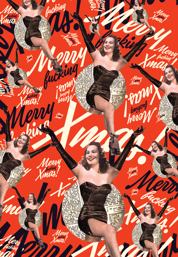 LUX GiftWrap / Double sided Sheet / MERRY f CHRISTMAS GAL!