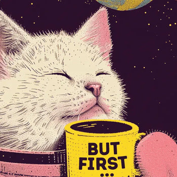 SPACECAT COFFEE funny greeting card