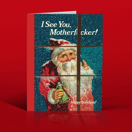 I SEE YOU MOFO SANTA! christmas card