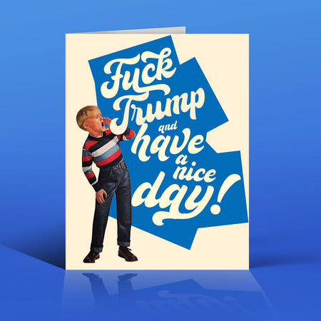 KID YELLS f trump blue